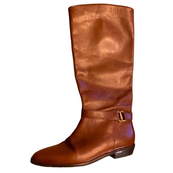 Etienne Aigner Shelby Chestnut Brown Leather Classic Riding Boots Size 6 M - Picture 15 of 15